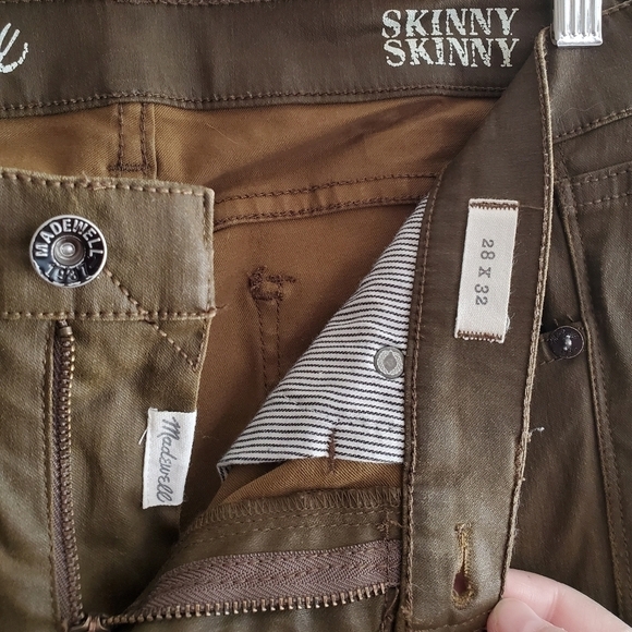 Madewell 28 x 32 Skinny Skinny Pants Coated Drab Olive Green BLOGGER FAV - Picture 5 of 9